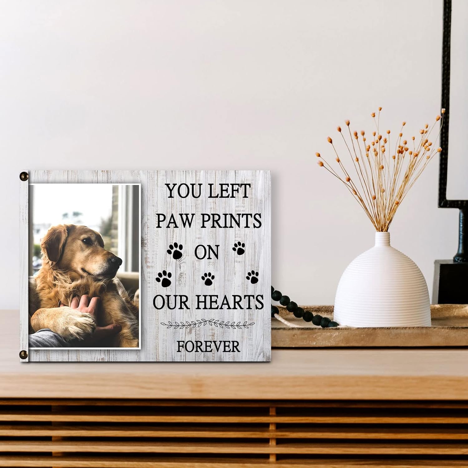 Pet Memorial Picture Frame Dog or Cat Picture Frames 5x7 Wood Memorial Pet Loss Picture Frame
