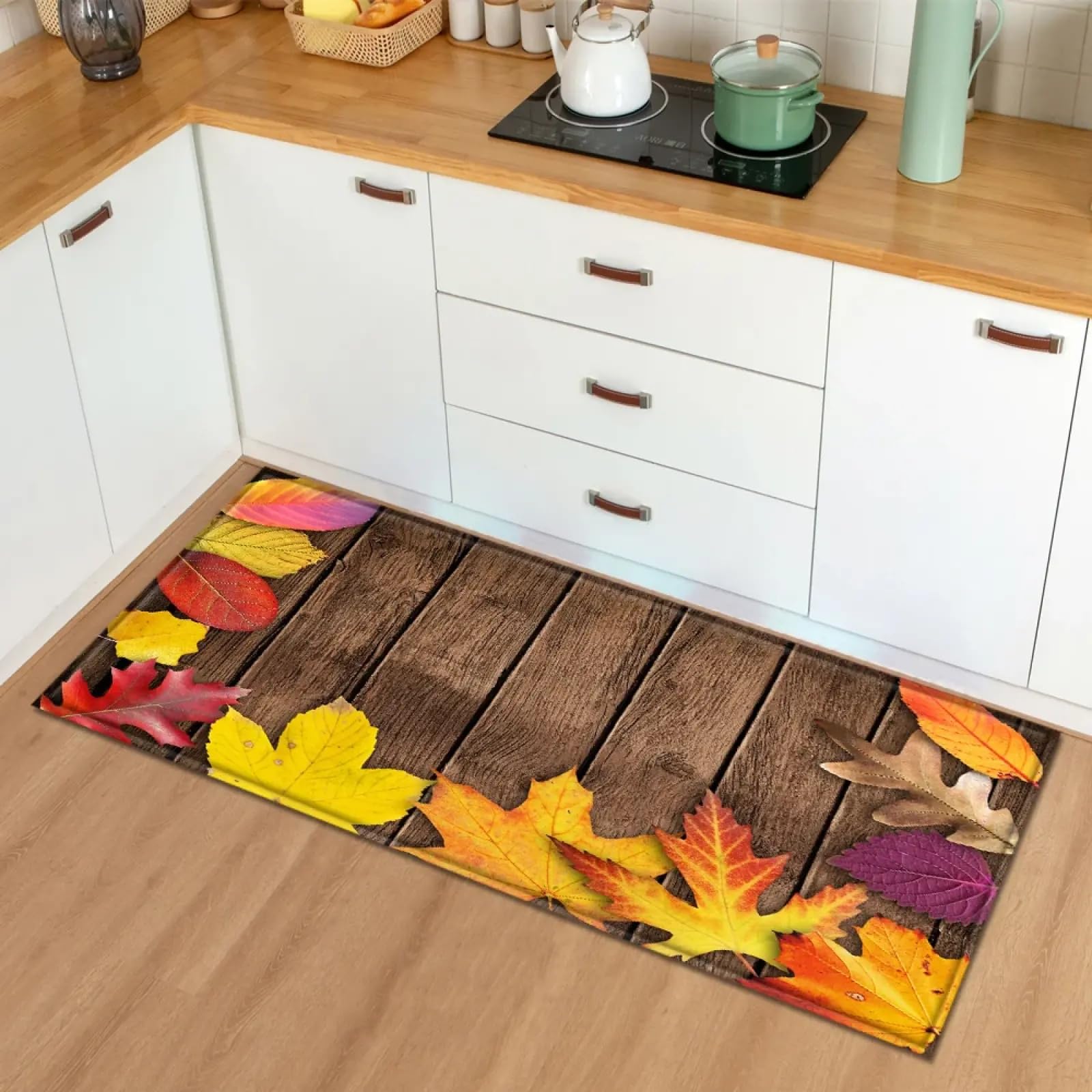 Alfombra de Cocina y Salón con Vetas de Madera Evita Resbalones en Casa