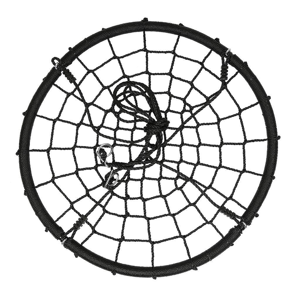 Balançoire nid d'oiseau Rond, Balançoire Enfant Chaise Hamac Suspendue pour Jardin, Balancoire Interieur et Exterieur (Noir)
