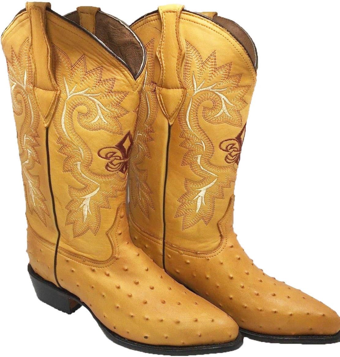Dona Michi Men's Cowboy Boots Ostrich Print Leather Western Rodeo Botas Liga de Avestruz