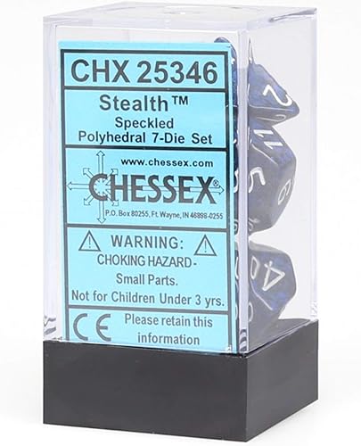 Chessex DND - Juego de dados Chessex D&D de 0.632 pulgadas, juego de dados poliédricos de plástico moteado, mazmorras y dragones, 7 dados D4 D6 D8