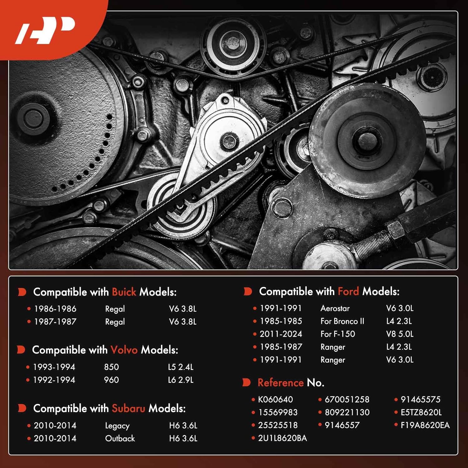 A-Premium 64.07 Inch Engine Serpentine Belt Compatible with Ford, Buick, Subaru & Volvo Cars - F-150 2011-2023, Outback Legacy 2010-2014, Ranger 1985-1987/1991, Regal, Bronco II, Aerostar, 850, 960