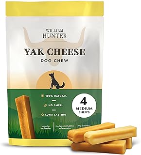 William Hunter Himalaya Yak Chew Snacks - Natural Chew Cheese for Dogs - Long Lasting Cheese Bone Dog - 100% Natural Protein Rich Dental Care Snacks for Dogs & Strong Chewers (4 Medium) product image