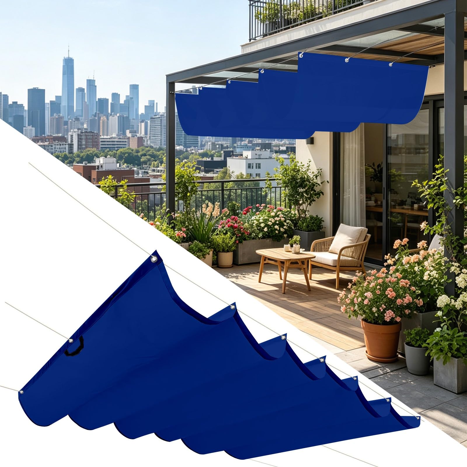 Filet d'ombrage imperméable anti-UV 95% pour grand patio