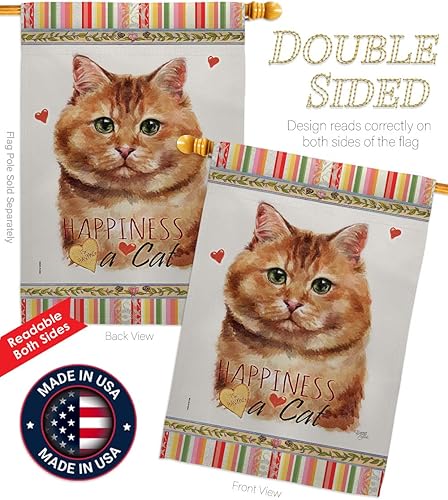 Miniatura 3 de Breeze Decor Juego de banderas de calicó para casa de jardín, diseño de gato y gatito maullido, piel de pata estropeada, mascota, naturaleza,