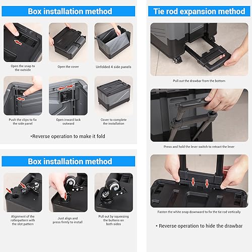 Vista 6 de XCBYT Contenedores de almacenamiento con ruedas Carros rodantes con ruedas para organizadores de clóset y almacenamiento plegable para profesores