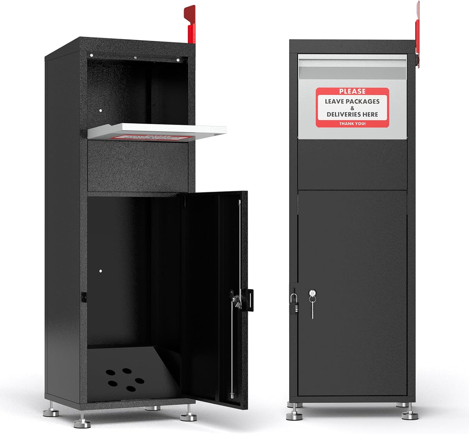 Pochar Package Delivery Boxes for Outside- Secure Parcel Drop Box with Combination & Key Lock - Anti-Theft Outdoor Package Drop Box for Porch Home Office, 15" x 11.25" x 45.25"
