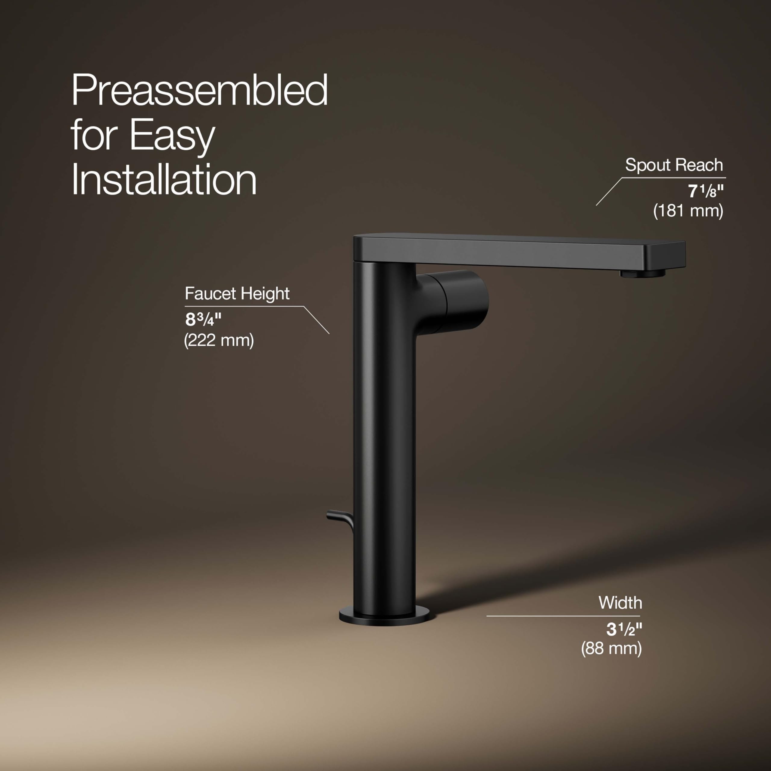 Kohler Composed Waschbeckenarmatur Einhebel – Mattschwarz, Mit Temperaturspeicher, 4,5 L/min