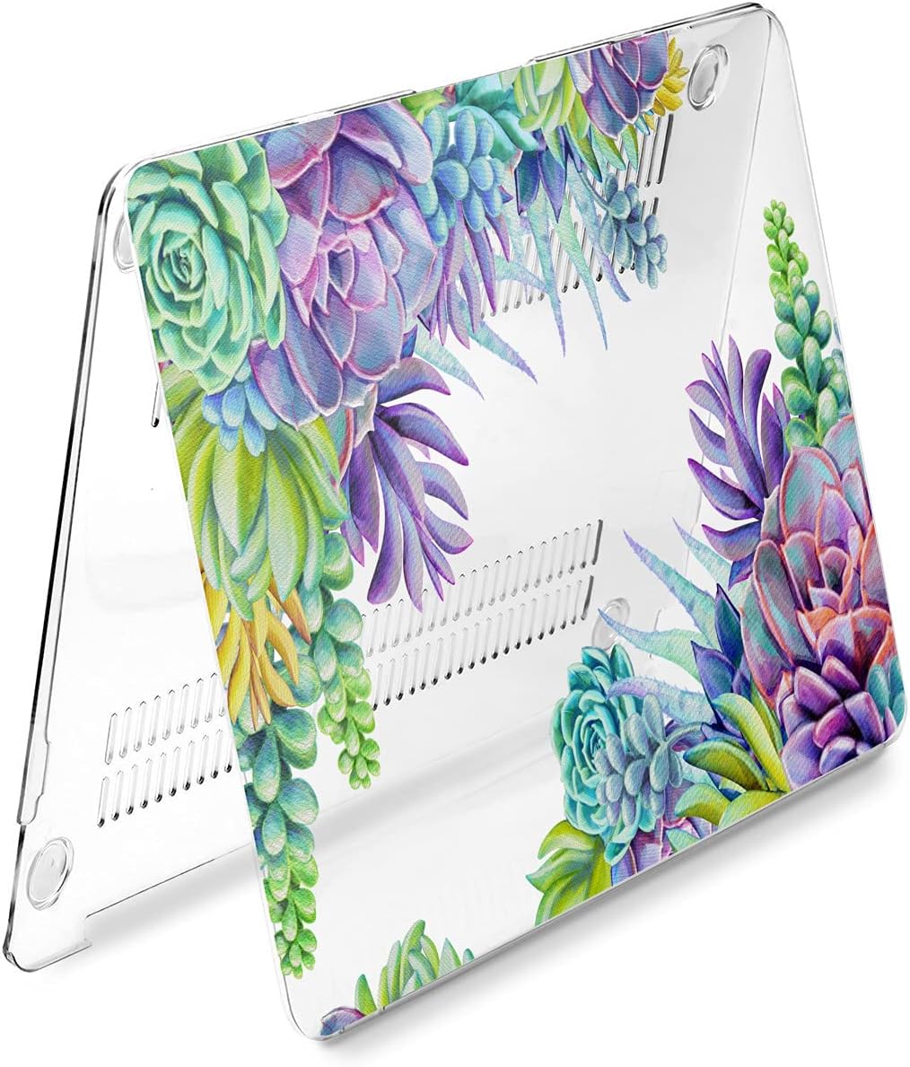 Hard Case Compatible for MacBook Pro 16 14 M3 M2 2023 M1 Pro 13 2022 Air 13 2021 Retina 2020 Mac 11 12 Flowers Floral New Cover Print Succulent Stylish Cactus Laptop Protective Design Purple