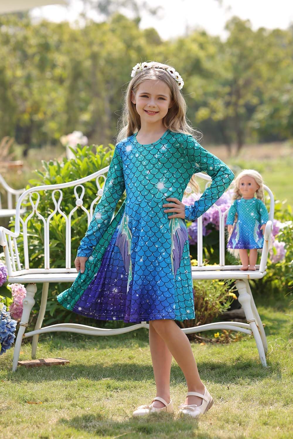 Bow Dream Cute Girl Dress and Matching American Girl Doll Clothes Accessories for Girls Dresses 3-12 Years - Image 5