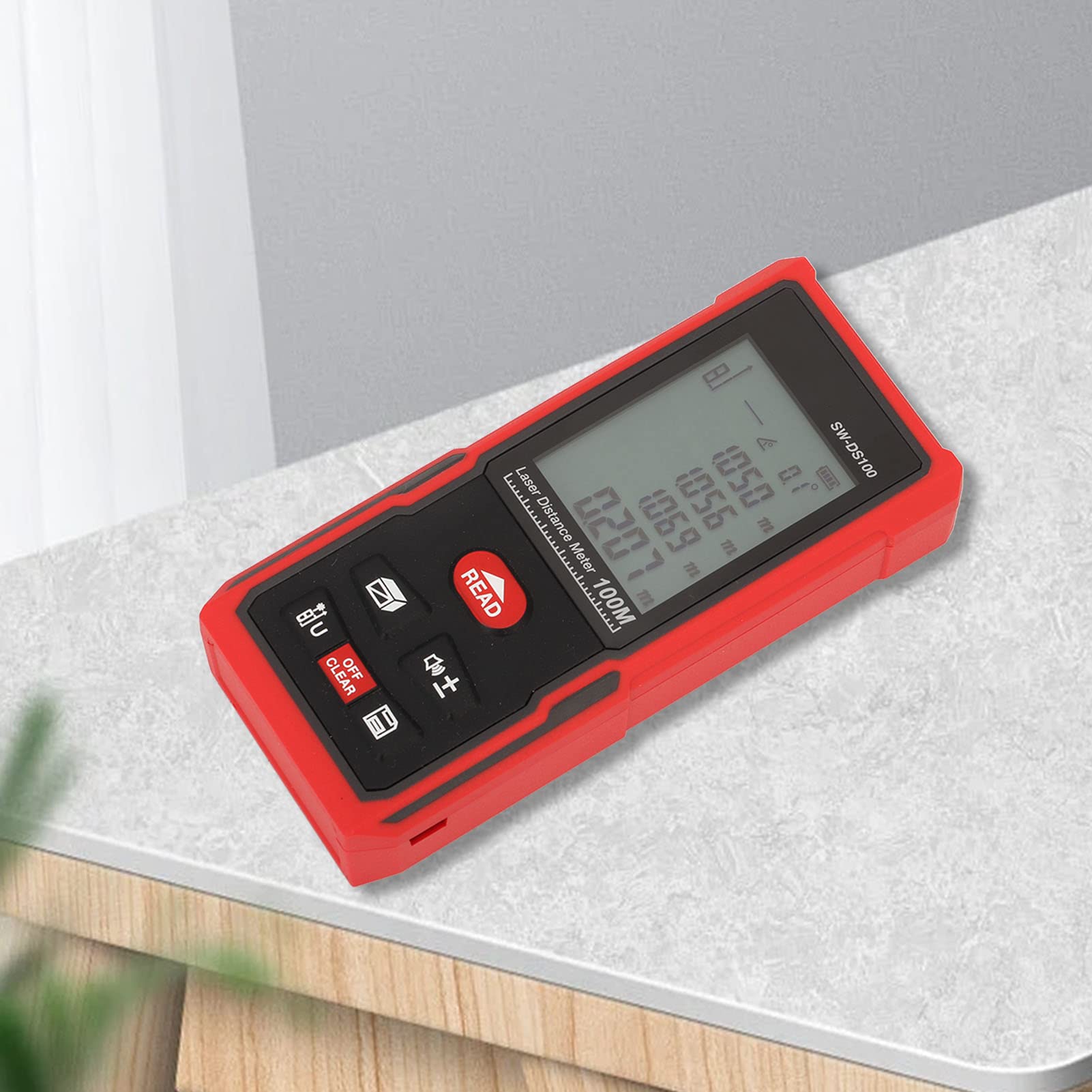 Medidor de Distancia Láser, Medidor de Distancia Láser Precisión de 2 Mm 630 a 670 Nm Calibración Automática Infrarroja para Fábricas (100 m/328,1 pies)