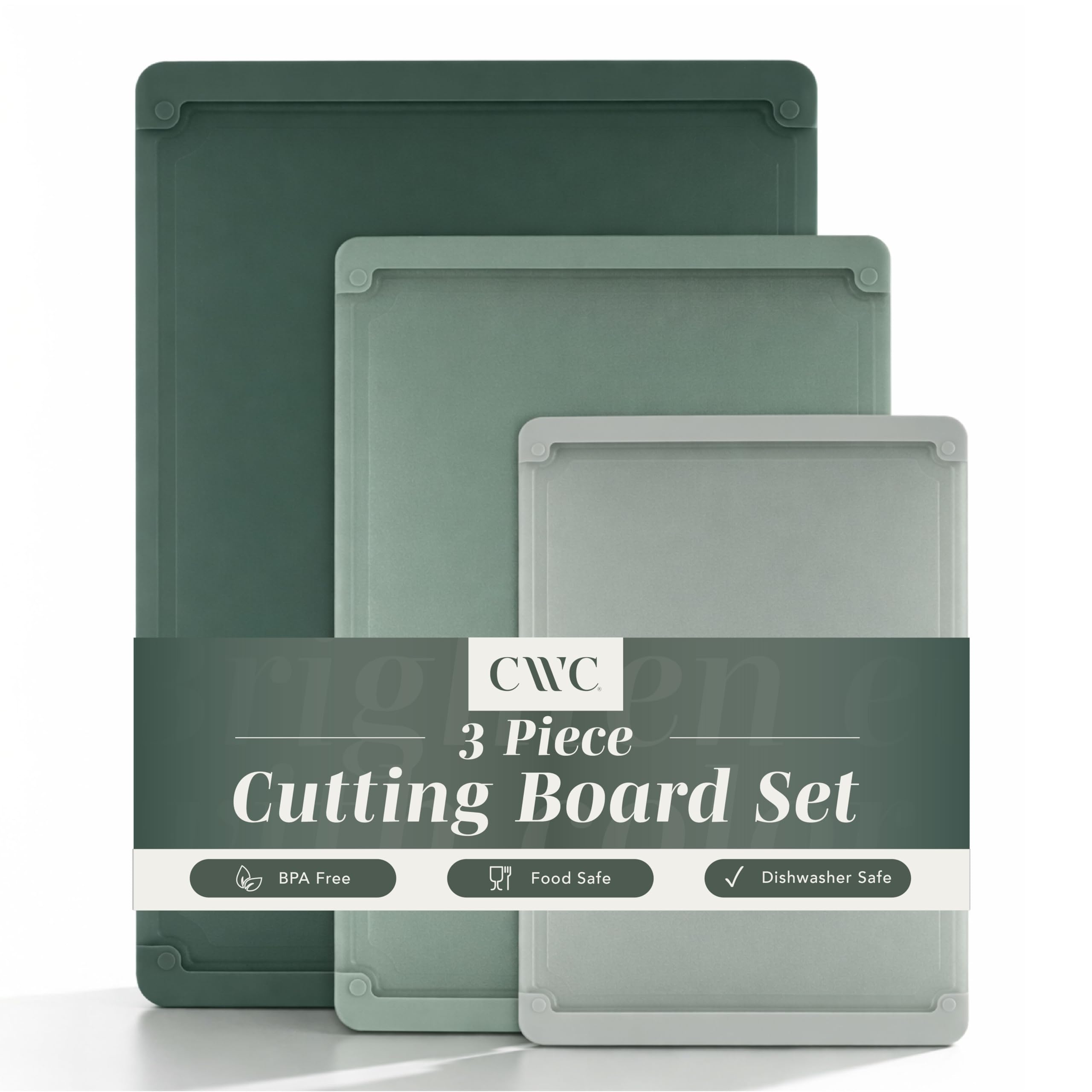 COOK WITH COLOR Extra Large Cutting Board Set, 3-Piece, Dark Sage