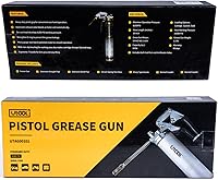 Vista 9 de UTOOL Pistola de engrase, kit de pistola de engrase resistente de 8000 PSI con capacidad de 14 onzas, manguera flexible de resina de 18 pulgadas, 2