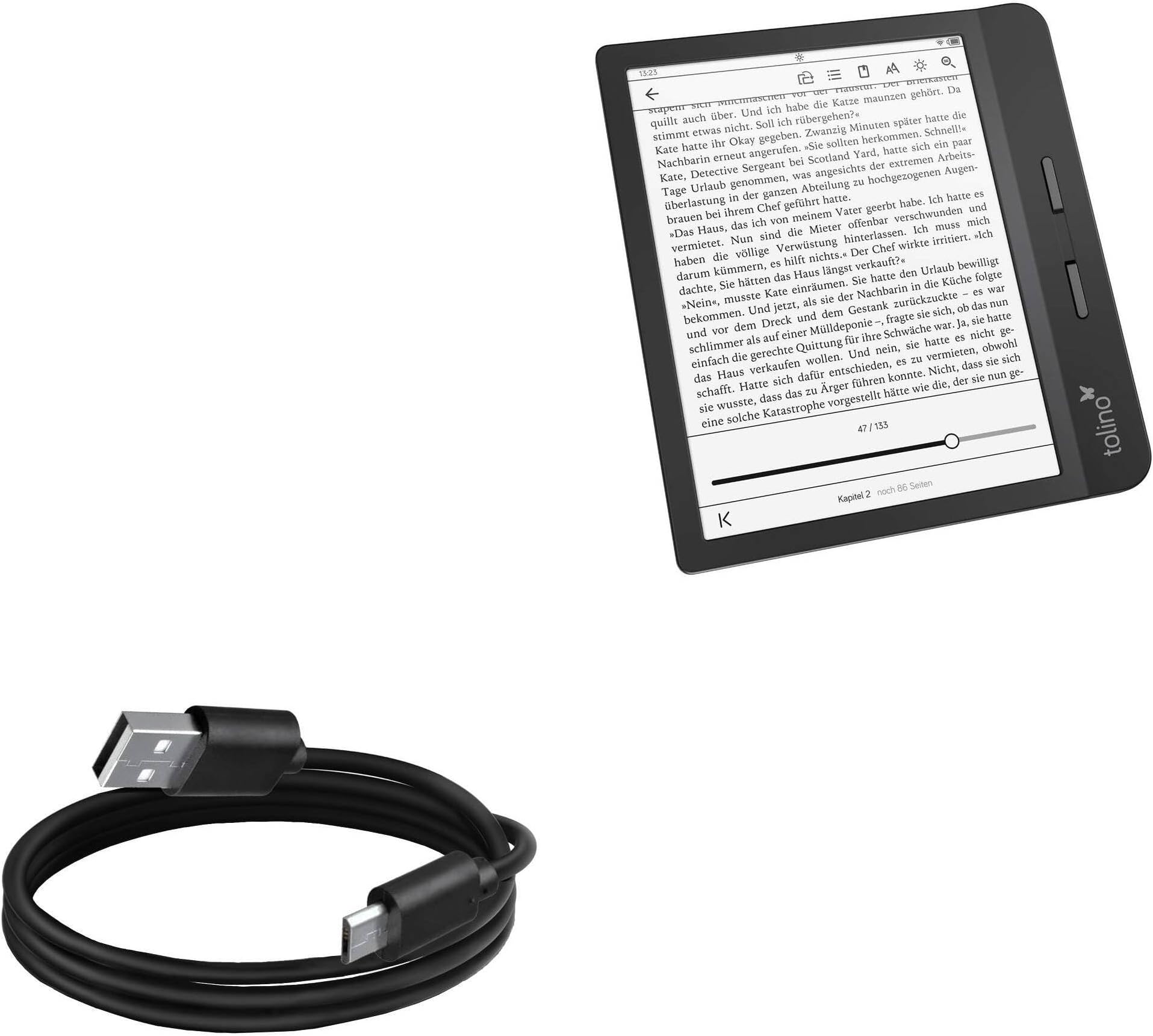 Cable Compatible with Tolino Vision 5 - DirectSync Cable, Durable Charge and Sync