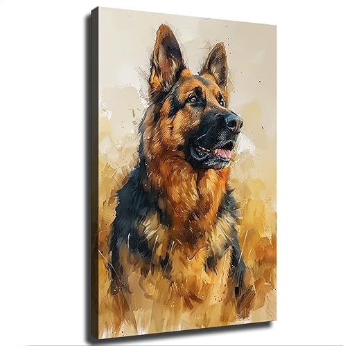 chenmjj Póster impreso con retrato de pastor alemán, póster retro pintado moderno para el hogar, dormitorio, habitación, decoración estética, arte