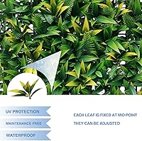 Vista 4 de E&K Panel de valla de plantas artificiales de 20 x 20 pulgadas, hojas sintéticas, césped, panel de privacidad para interiores y exteriores