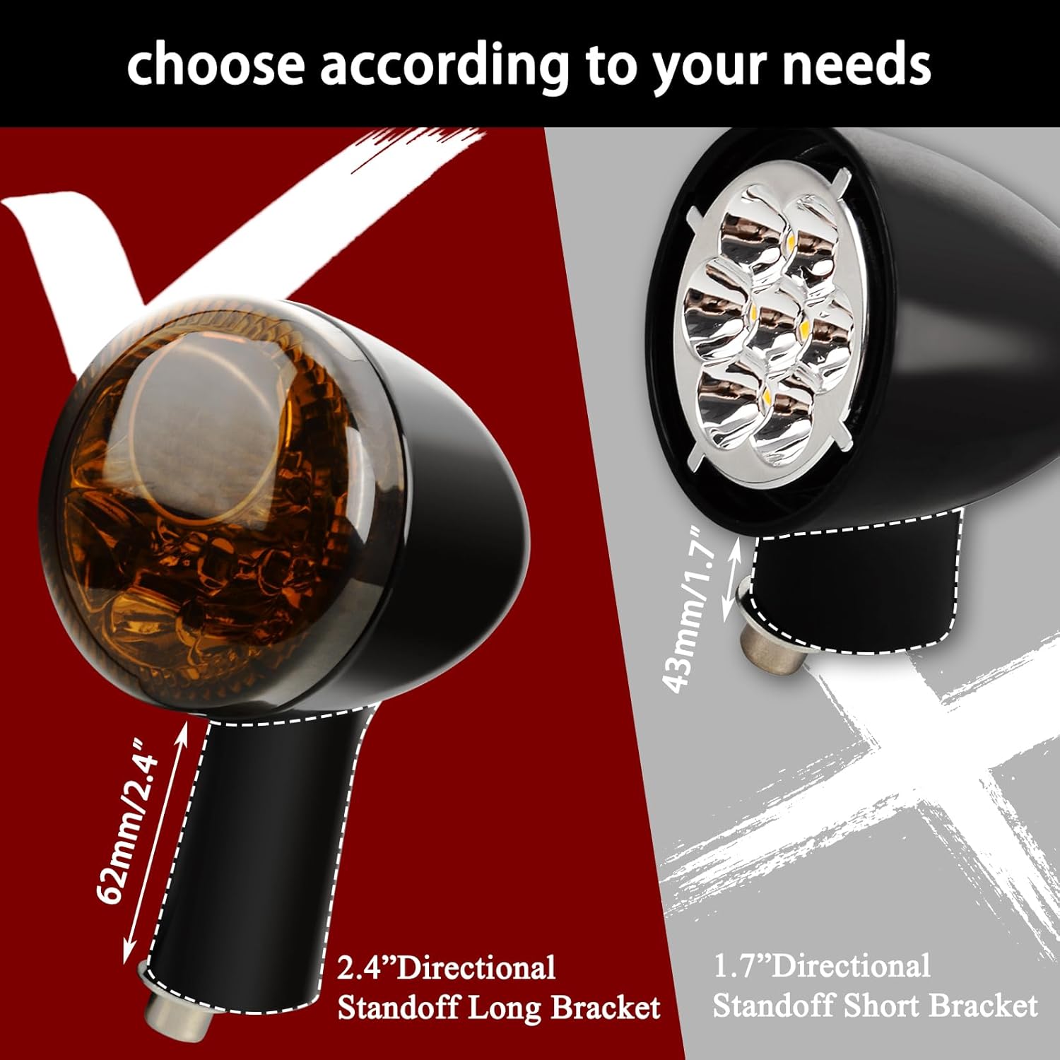 LED Rear Turn Signal Kit,Brake Light/Running Light/directional indicator for Harley Davidson XL883 XL1200 Sportster 1992-UP,Amber Light w/Smoke Lens,Gloss Black Bullet-Style