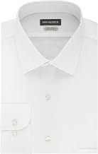 Van Heusen Men's Herringbone Regular Fit Solid Spread Collar Dress Shirt