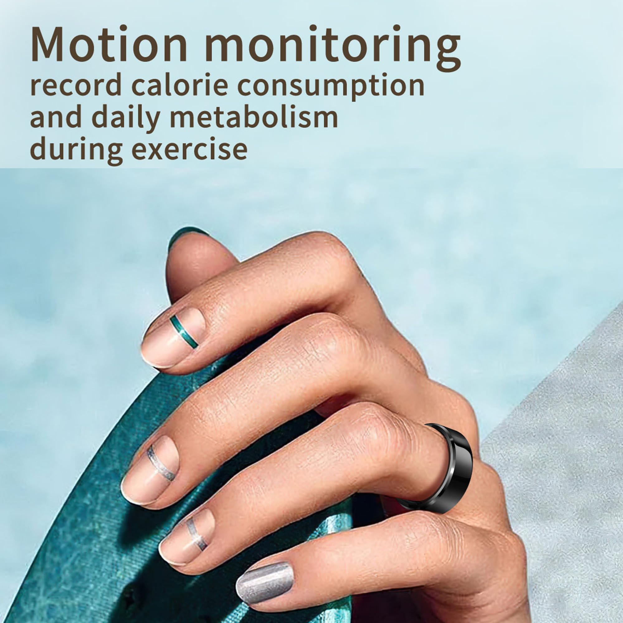 Anillo inteligente de salud, resistente al agua, monitor de frecuencia cardíaca, contador de pasos, calorías, podómetro, distancia, seguimiento del sueño, batería de larga duración, para deportes iOS