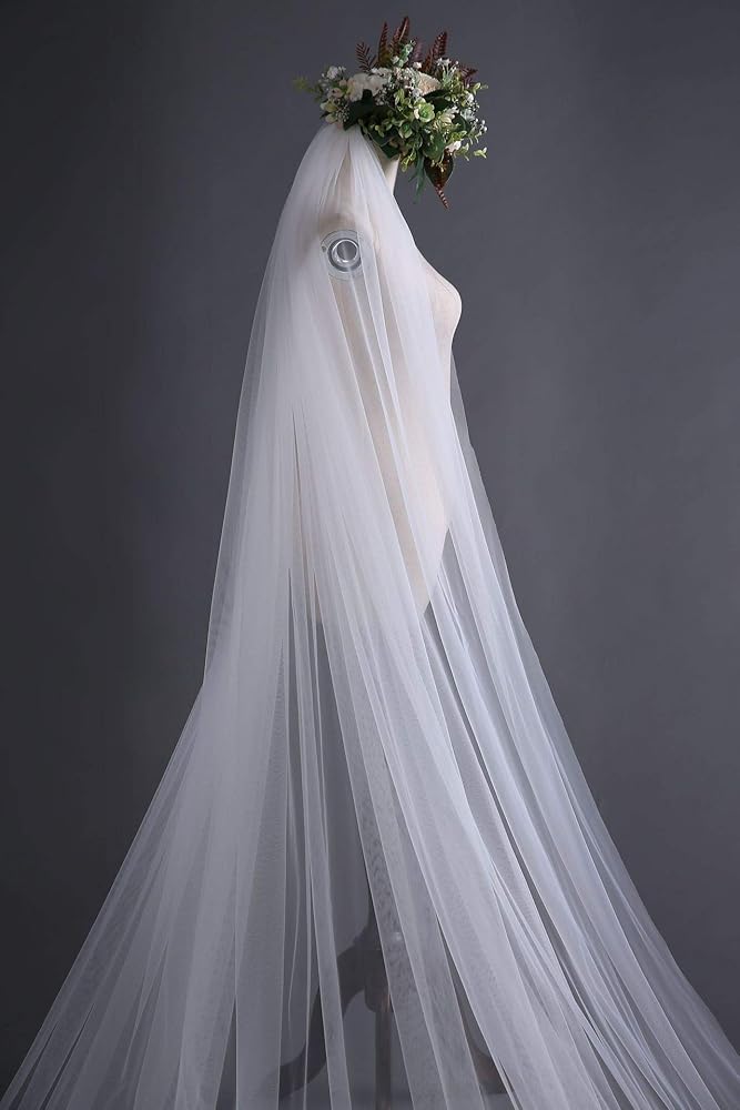 Wedding Veil 1 Tier Long Bridal Veil Floor cathedral with Comb,Hen