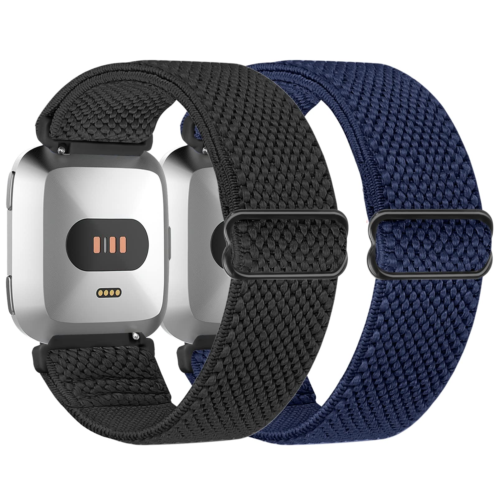 Tiptops Ersatzarmband Kompatibel mit Fitbit Versa 2 Armband/Fitbit Versa Armband für Damen/Herren, Sports Elastisches Verstellbares Nylon Uhrenarmband für Fitbit Versa/Versa 2/ Versa Lite -2Pack
