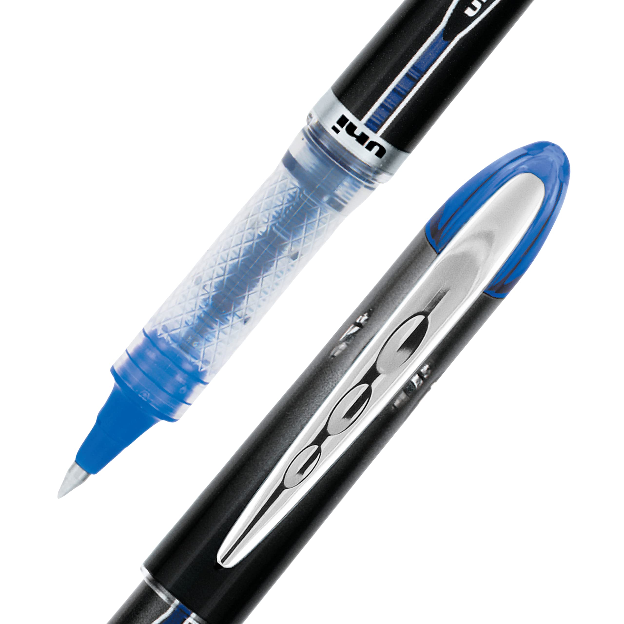 Uni-Ball Vision Elite - Bolígrafos de punta redonda, punta micro, 0.5 mm, tinta negra y azul, paquete de 12 (6 negros, 6 azules), tinta uni resistente al fraude y al agua, seguro para aviones