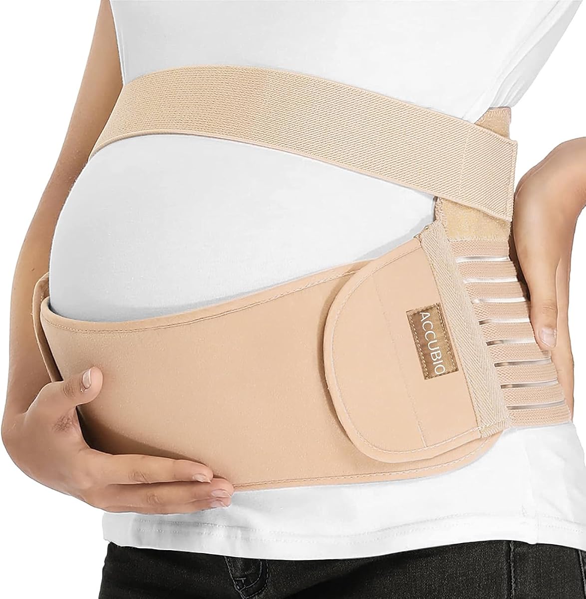 Banda de vientre de maternidad para mujeres embarazadas, cinturón de maternidad, banda de apoyo para el vientre de embarazo para abdomen, soporte de vientre transpirable y ajustable, alivia el dolor de cintura y espalda (mediano)