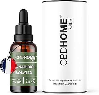 CBD HOME Oils - Huile de CBD 20% - 30 ml - Isolé - Base d'huile de coco (MCT) et huile de graines de chanvre biologique - Omega 3-6-9 - Cannabidiol certifié 6.000 mg - Fabriqué en UE