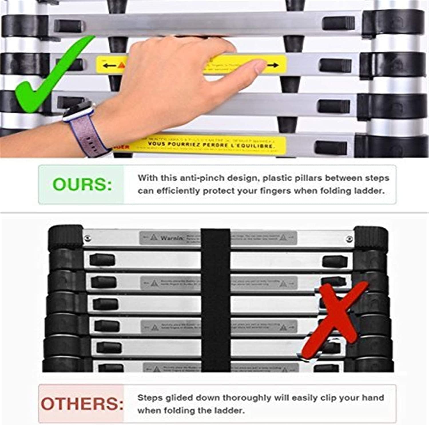 Generic Telescoping Ladder,Telescoping Telescopic Extension Portable - Collap Extension Ladder Multifunctional Retractable Telescopic Extension Ladder Thick Aluminum Folding Telescoping Laddero Ladd