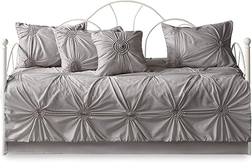 Vista 8 de Madison Park Juego de funda para cama de día, diseño moderno para todas las estaciones, ropa de cama de lujo con falda de cama, fundas a juego