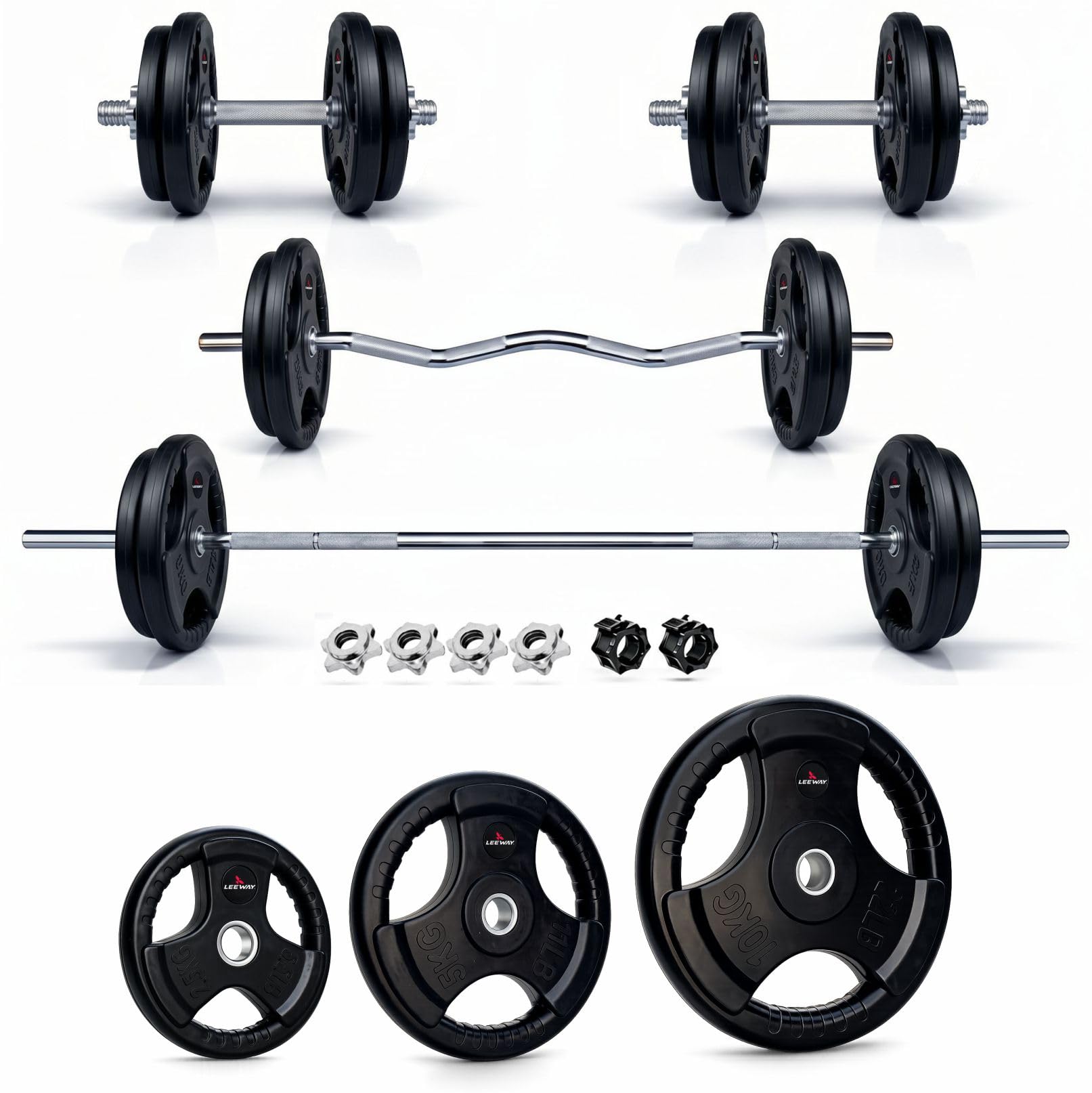 Buy Leeway 50kg Combo | Home Gym Set for Men | Barbell Rod with