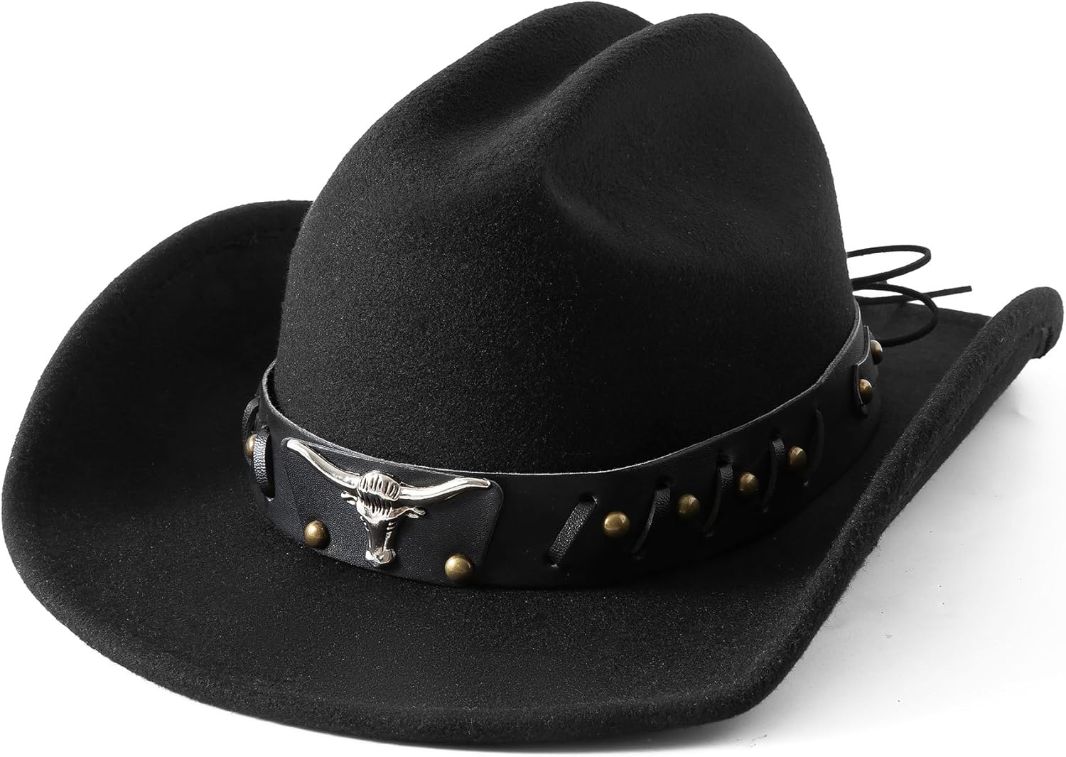 Lanzom Cowboy Hat for Women and Men with Shapeable Wide Brim Felt Western Hats for Cowboys and Cowgirls - Image 2