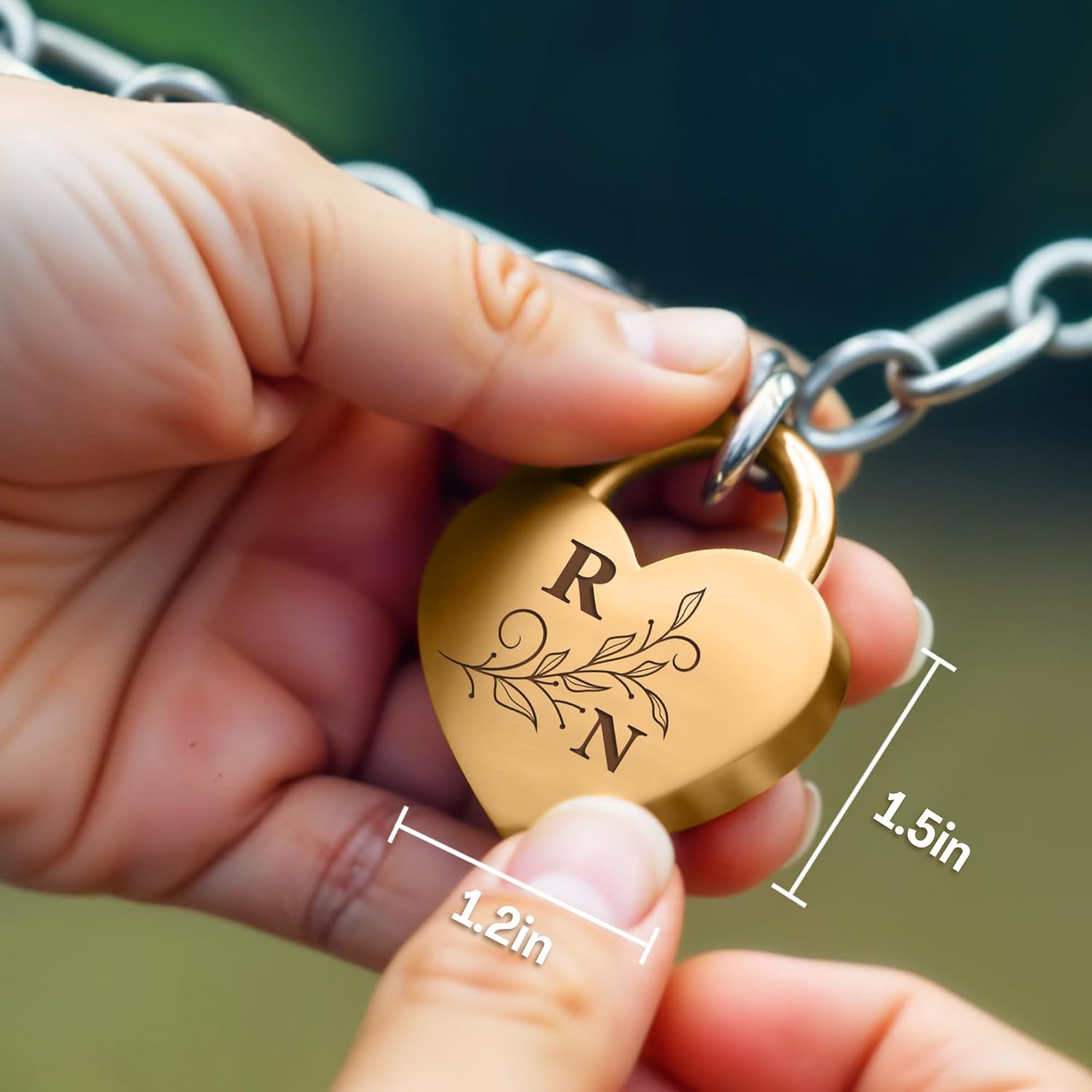 Heart Shape Padlock with Custom Initials Engraving – Personalized Love Lock with Key – Mini Vintage Lock for Travel, Locker, Memory Box, Couples Keepsake – Thoughtful Gift for Special Moments- Gold - Image 6