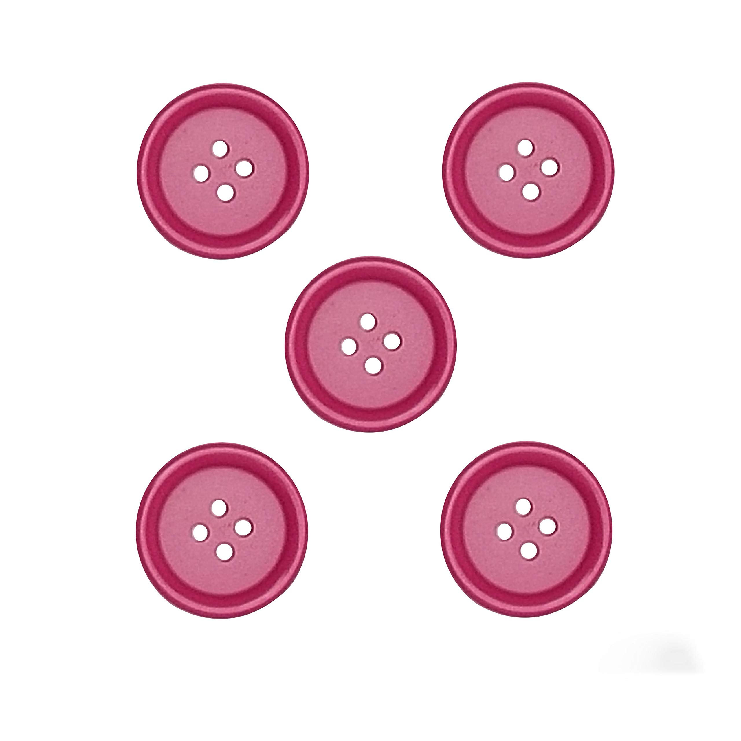 Libiline 100pcs Resin Button Solid Color 4Holes Craft Clothe Sewing Card Making Sweater Shirt (Fuschia, 3/4"(20mm))