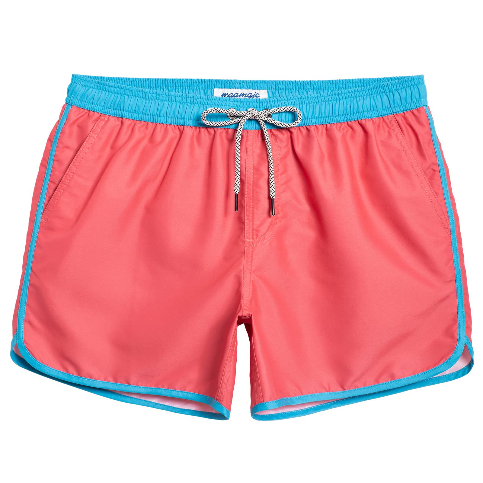 maamgic Mens Boys Short 80s 90s Vintage Swim Trunks with Mesh Lining Quick Dry Swim Suits Board Shorts