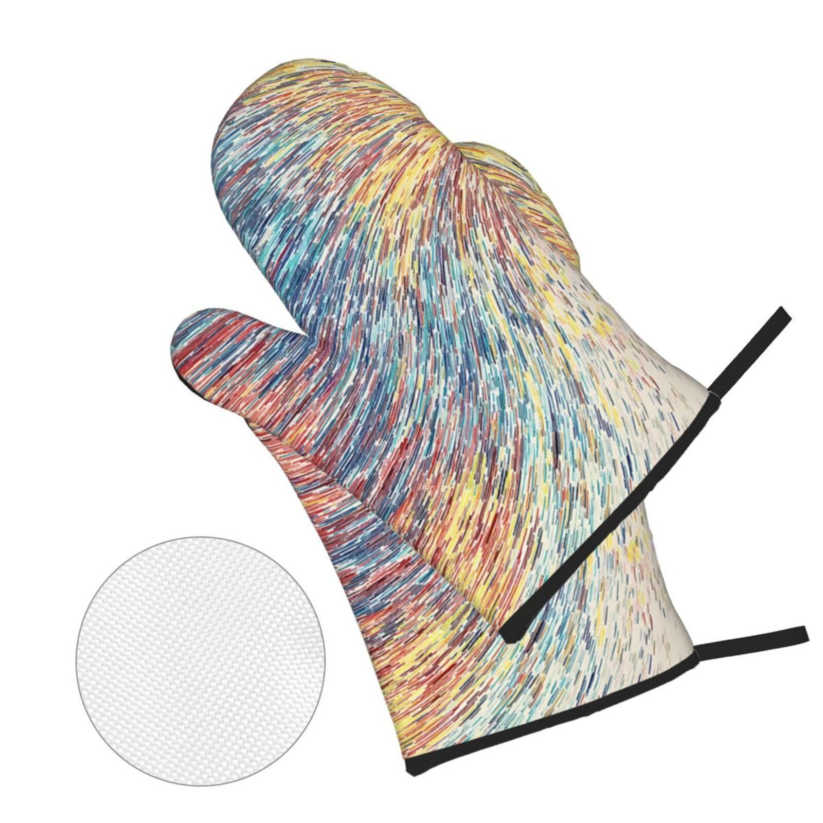guanti barbecue Linee Colorate guanti forno,resistenti al calore, antiscivolo, spessa e sicura Cucina al barbecue