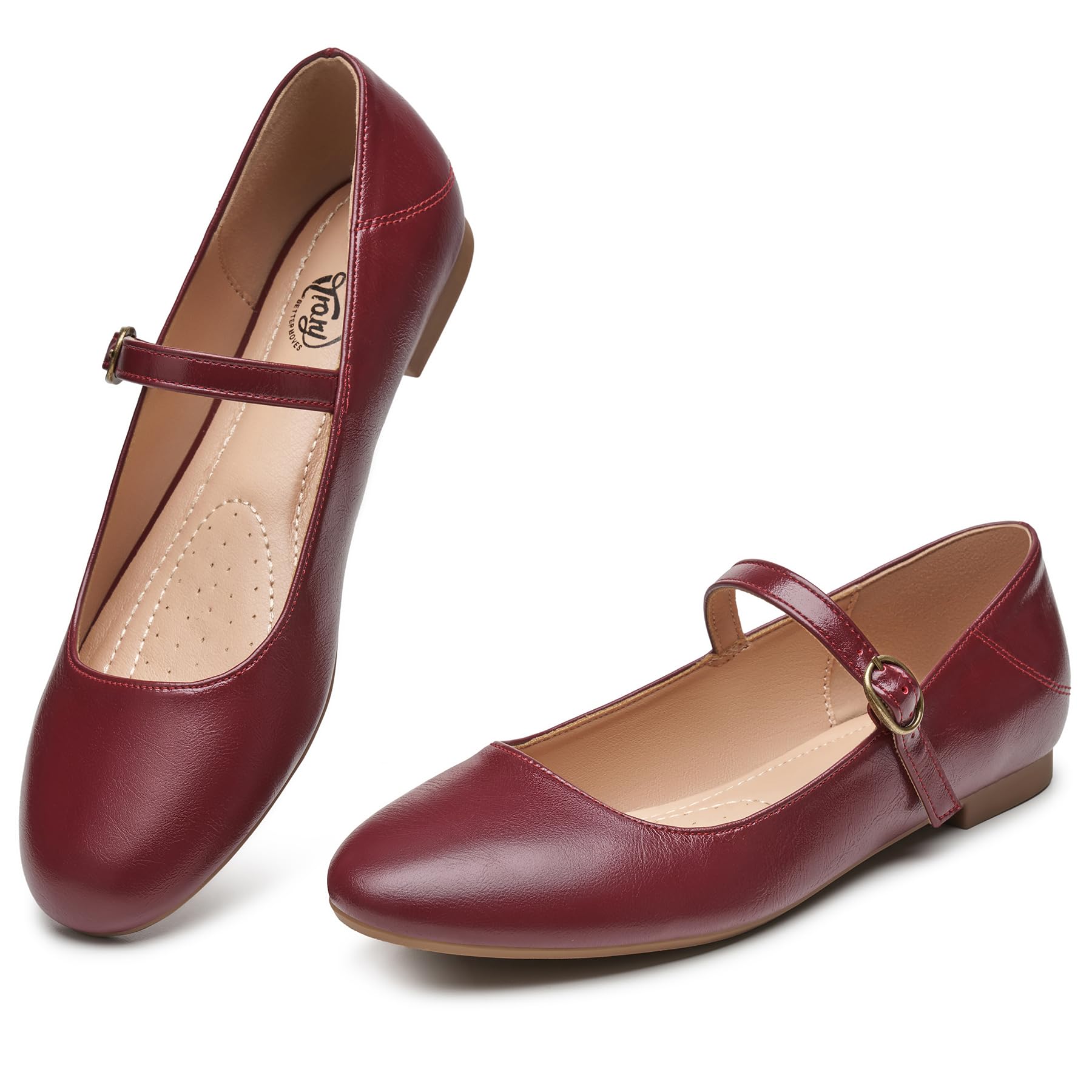 Trary Mary Jane Ballet Flats, Black Flats for Women, Ankle Strap Dressy Comfortable Flats