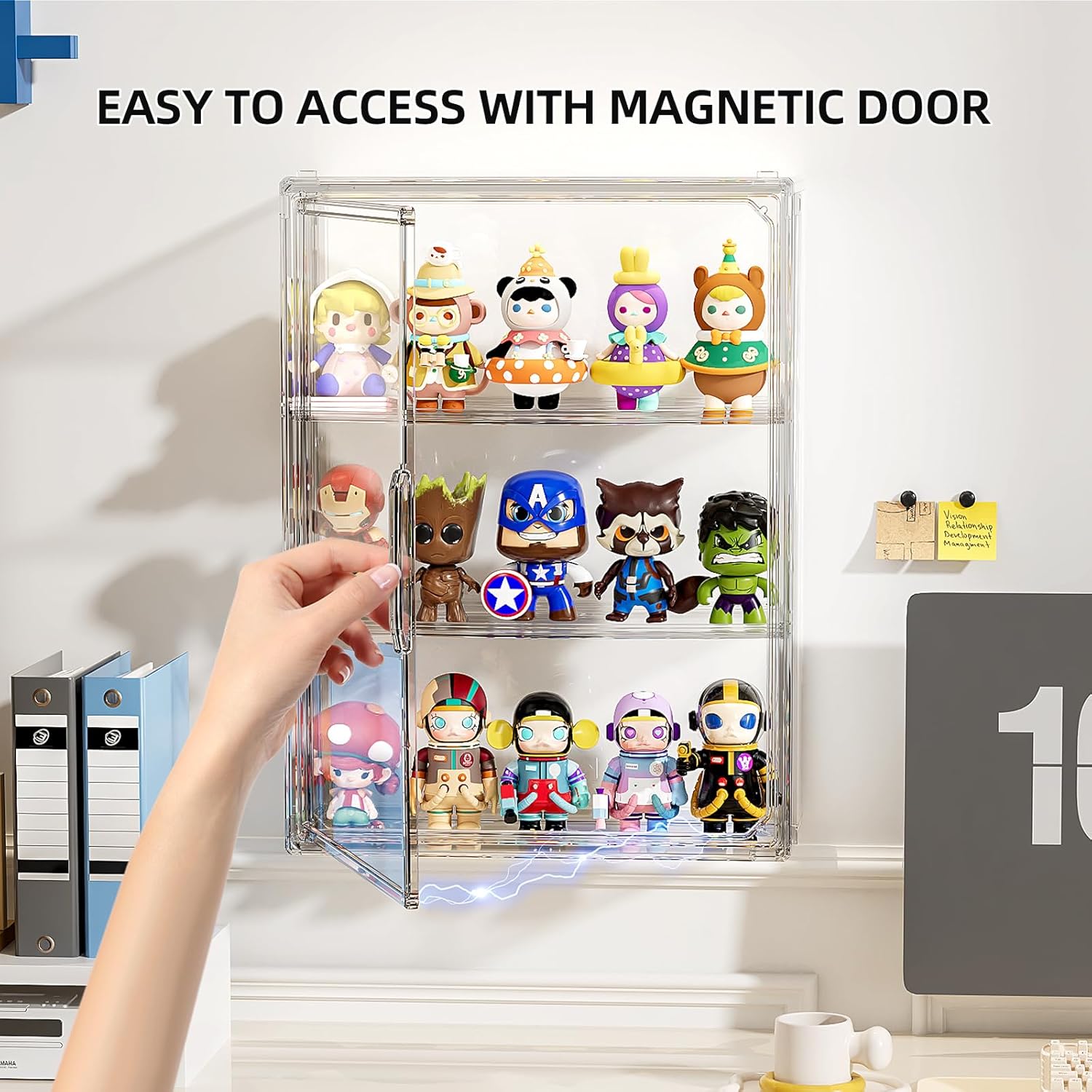 Clear Display Case for Collectibles Acrylic Figurine Figure Display Shelf Case Wall Mounted Blind Box Hobby Display Case Acrylic box with Shelves for Funko Pop, Popmart, 1 Pack