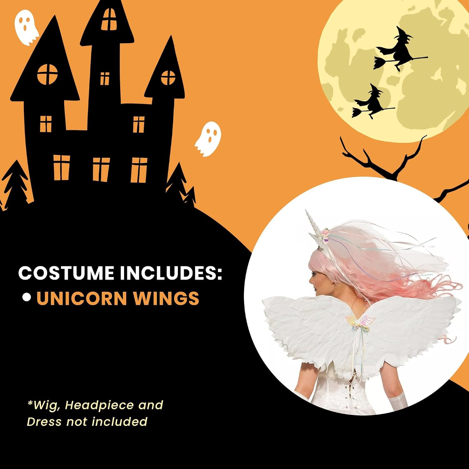 Forum Novelties Women's Unicorn Feathered Wings, White/Rainbow, One Size