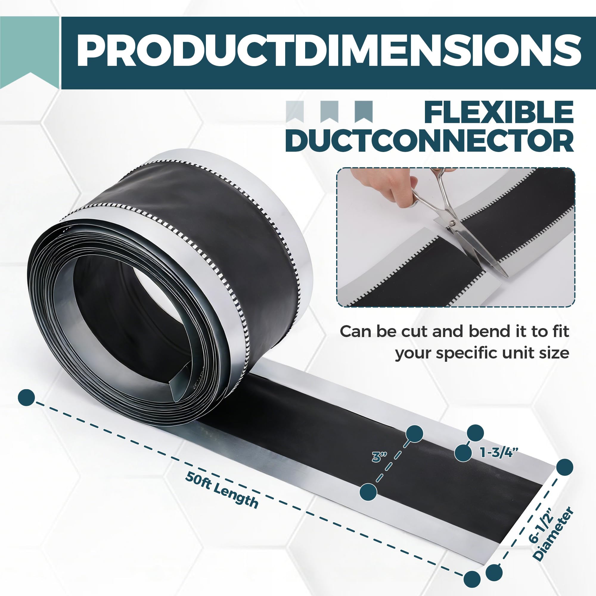 bimiti Flexibler Vinylkanalverbinder 15,2 x 15,2 m für Trockner, Dunstabzugshauben, HVAC-Lüftungsleitungen und Haushaltsbelüftung – flexibles, langlebiges Design für einfache Installation