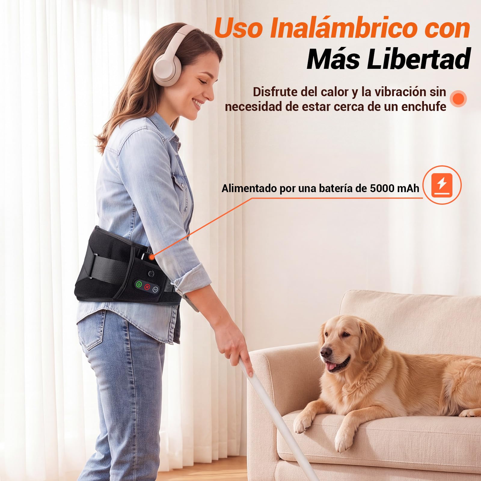 Comfytemp Faja Térmica Lumbar Inalámbrica 5000 mAh con Infrarrojo Lejano
