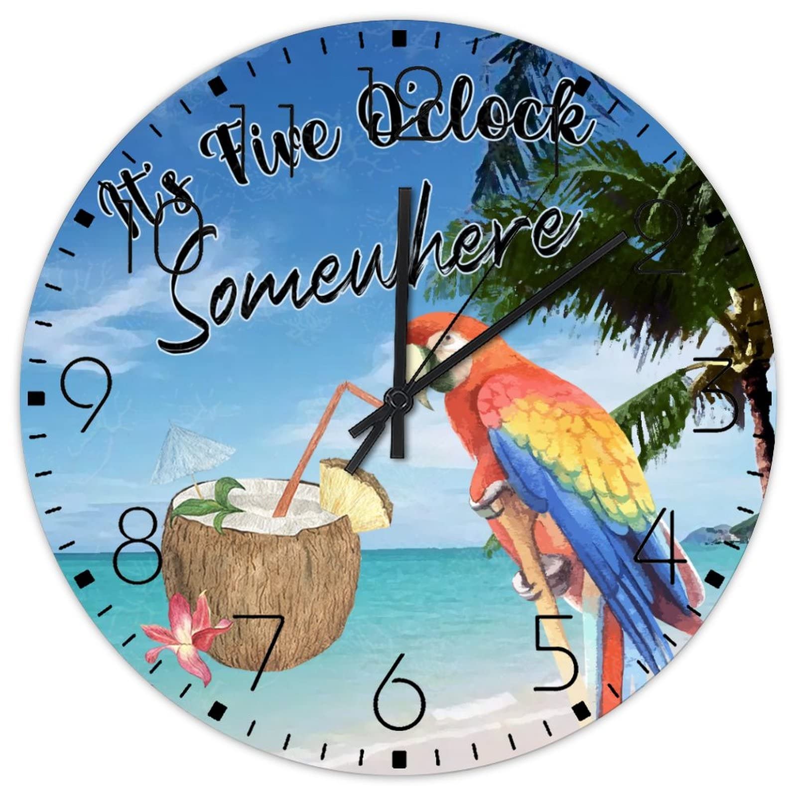 Horloge murale en bois It's 5 O'Clock Somewhere pour coin sport