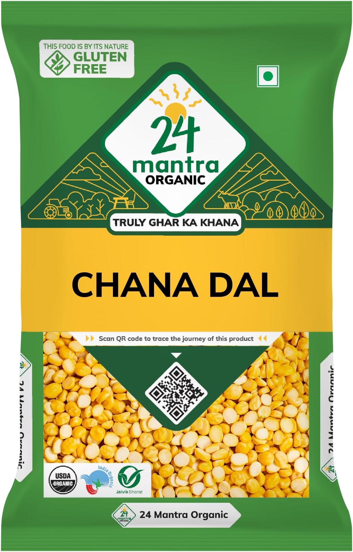 Unpolished Bengalgram/Kandi pappu/Chana Dal - 500gms | Pack of 1 | 100% Organic | Chemical Free & Pesticides Free | Unadulterated