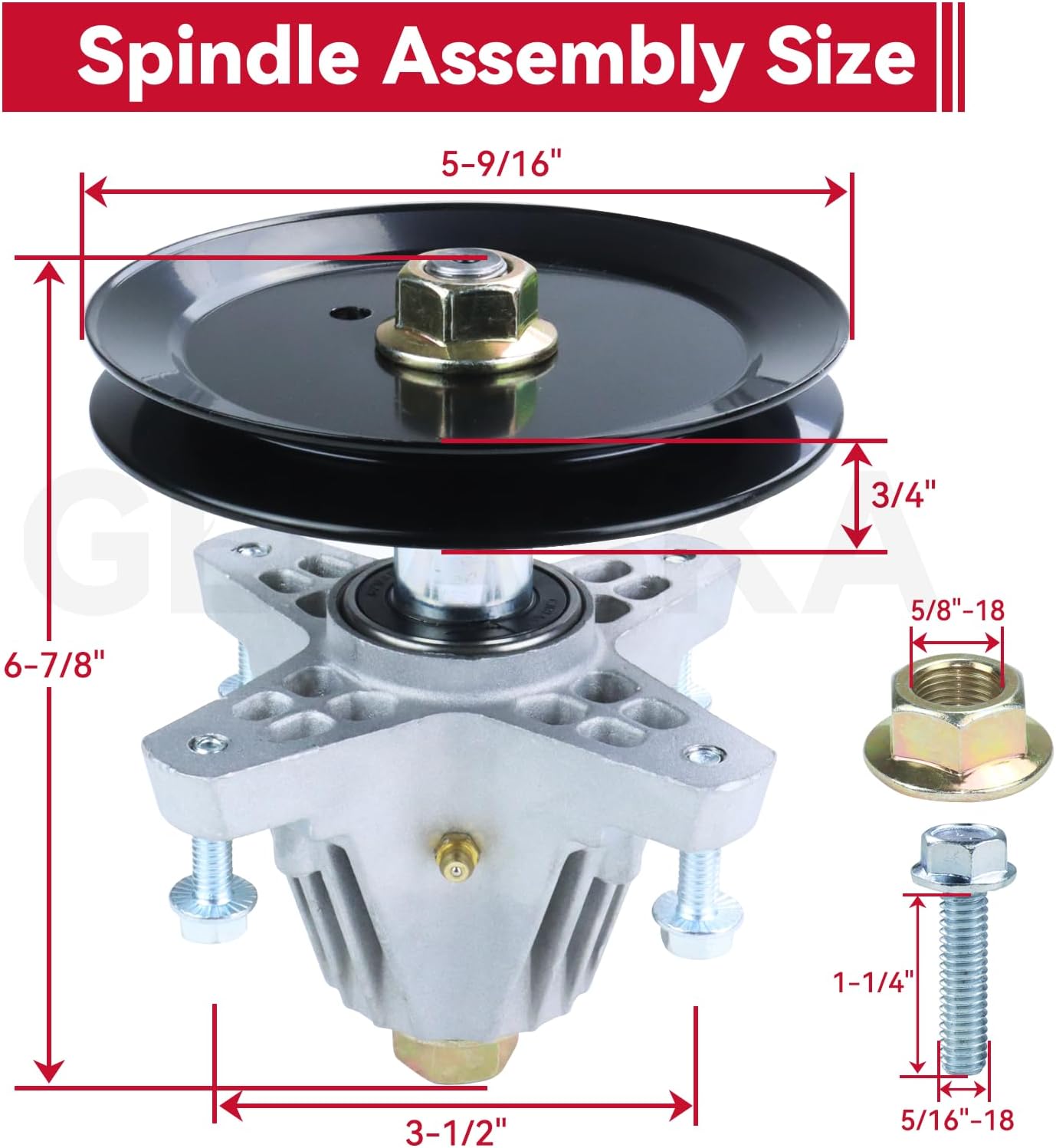 GELASKA 2 Pack 918-06991 Spindle with 490-900-M061 Deck Wash Kit 756-05034A Pulley 954-04060C Belt Replace 618-06991 for Craftsman T1000 T1100 T1200 T1300 T1400 T1800 T2100 T110 T130 T105 Mowers