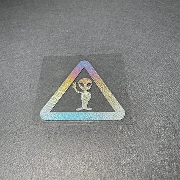 Funny Warning Triangle ET Yeah Aliens Peace Sign Laser Car Styling Decals Motorcycle Sticker Auto Body Window Applique 2PCS 80mmx70mm, Star Laser