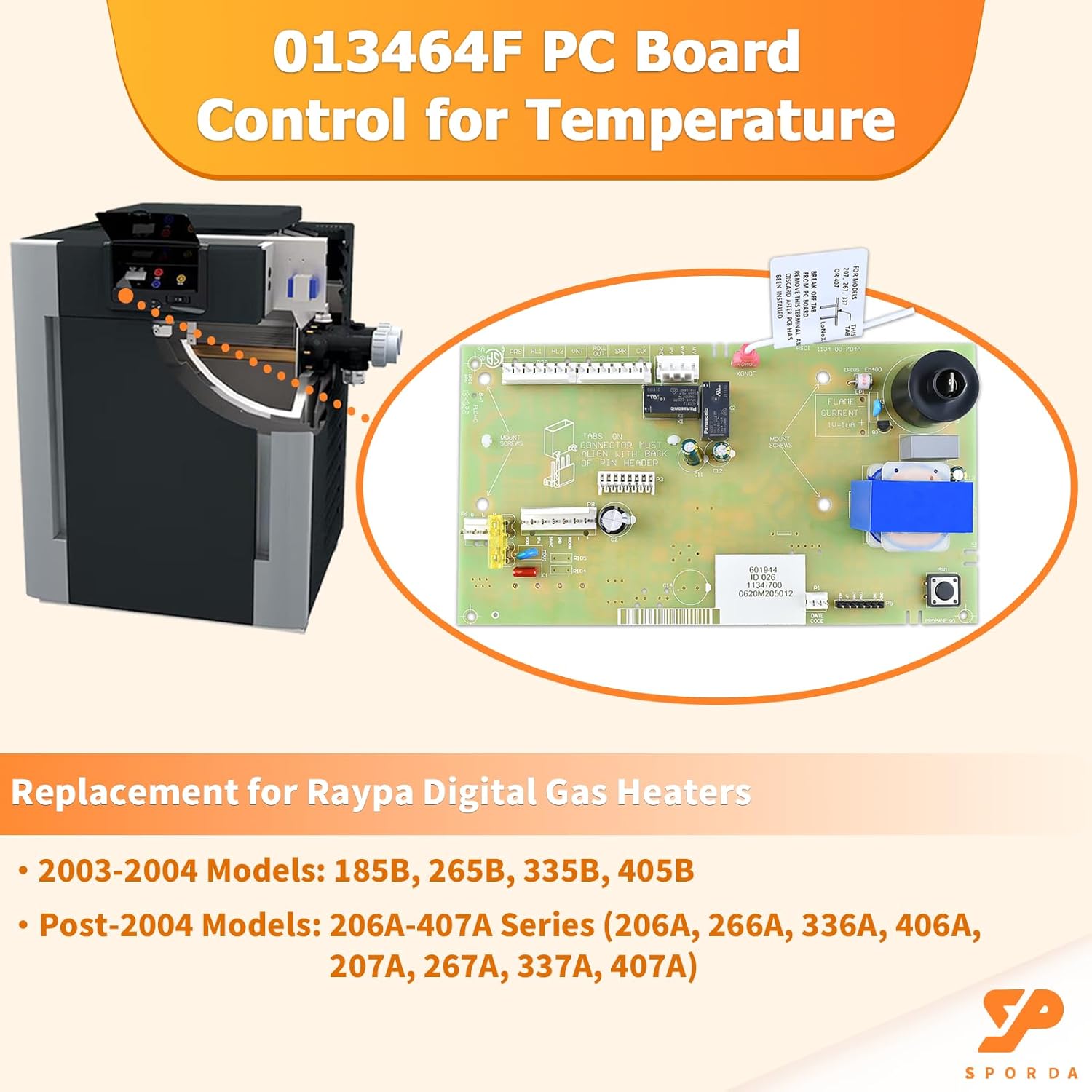 013464F Pool Heater Control Board - fit for Raypak Digital Gas Heater 185B, 265B, 335B, 405B, 206A, 266A, 336A, 406A, 207A, 267A, 337A, and 407A
