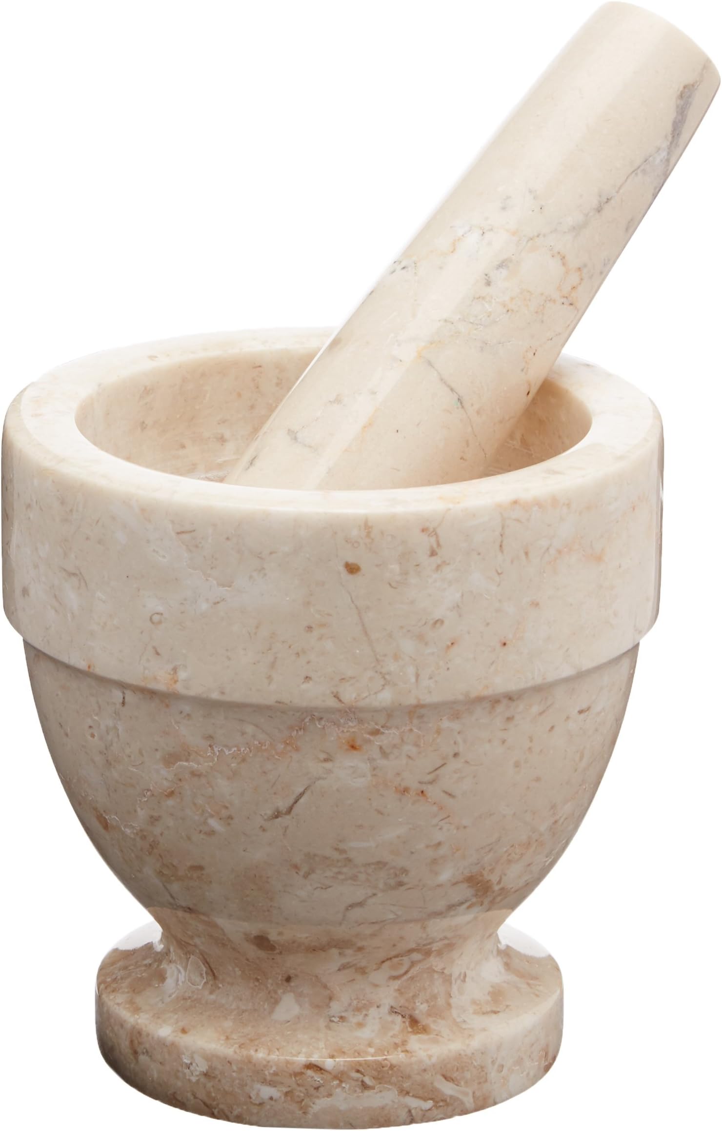 Creative Home Handcrafted Marble Mortar and Pestle Set | Heavy Duty Spice Grinder, Guacamole Bowl and Masher, Molcajete, Artisan Kitchen Tool for Herbs, Garlic, Nuts, 4x4 Inch
