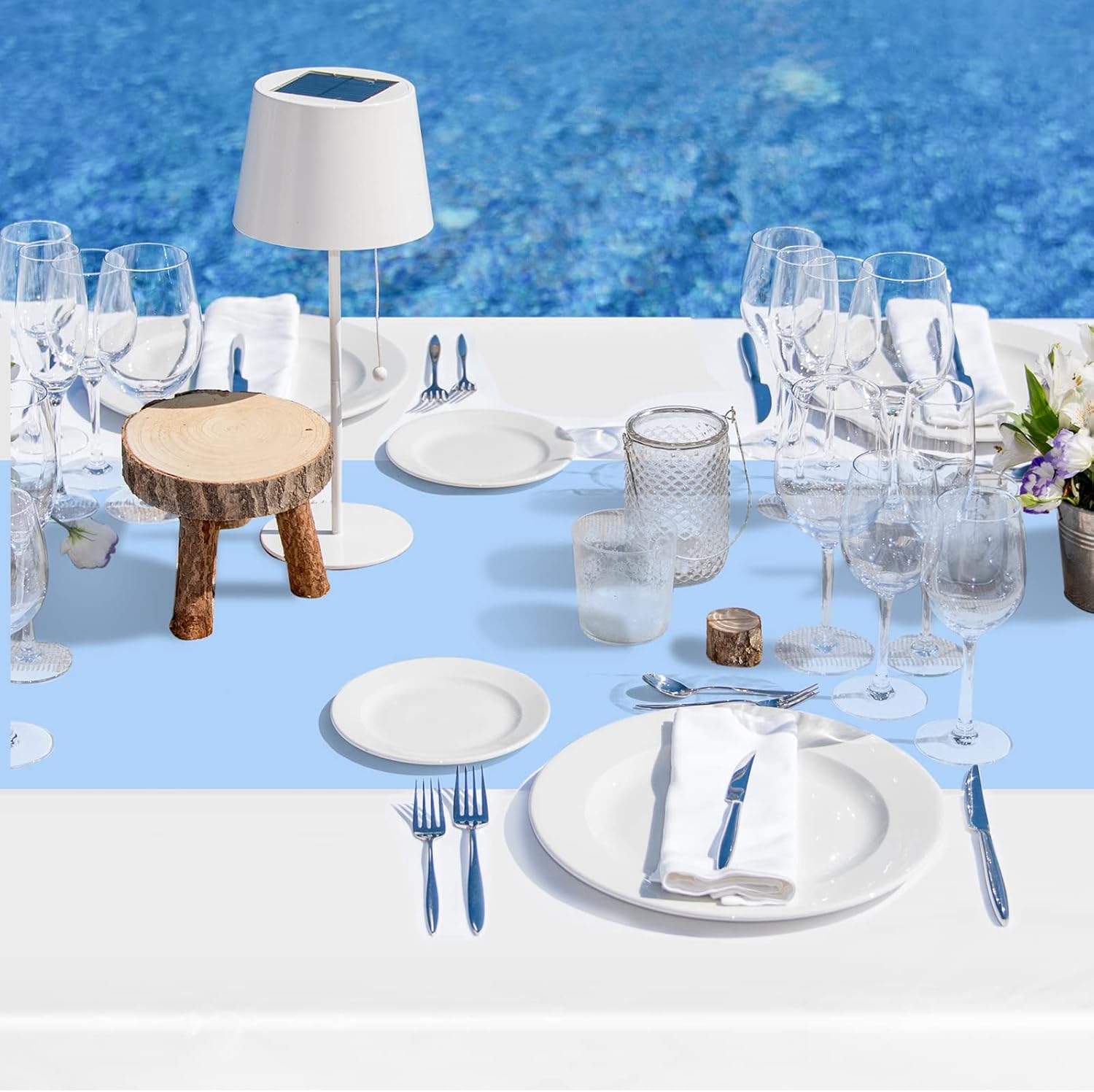 Oudain 3 Pcs Disposable Plastic Tablecloths 54" x 108" for Rectangle Tables Cloths Waterproof Table Cover for Baby Shower Wedding Birthdays Graduation Decoration (Sky Blue)