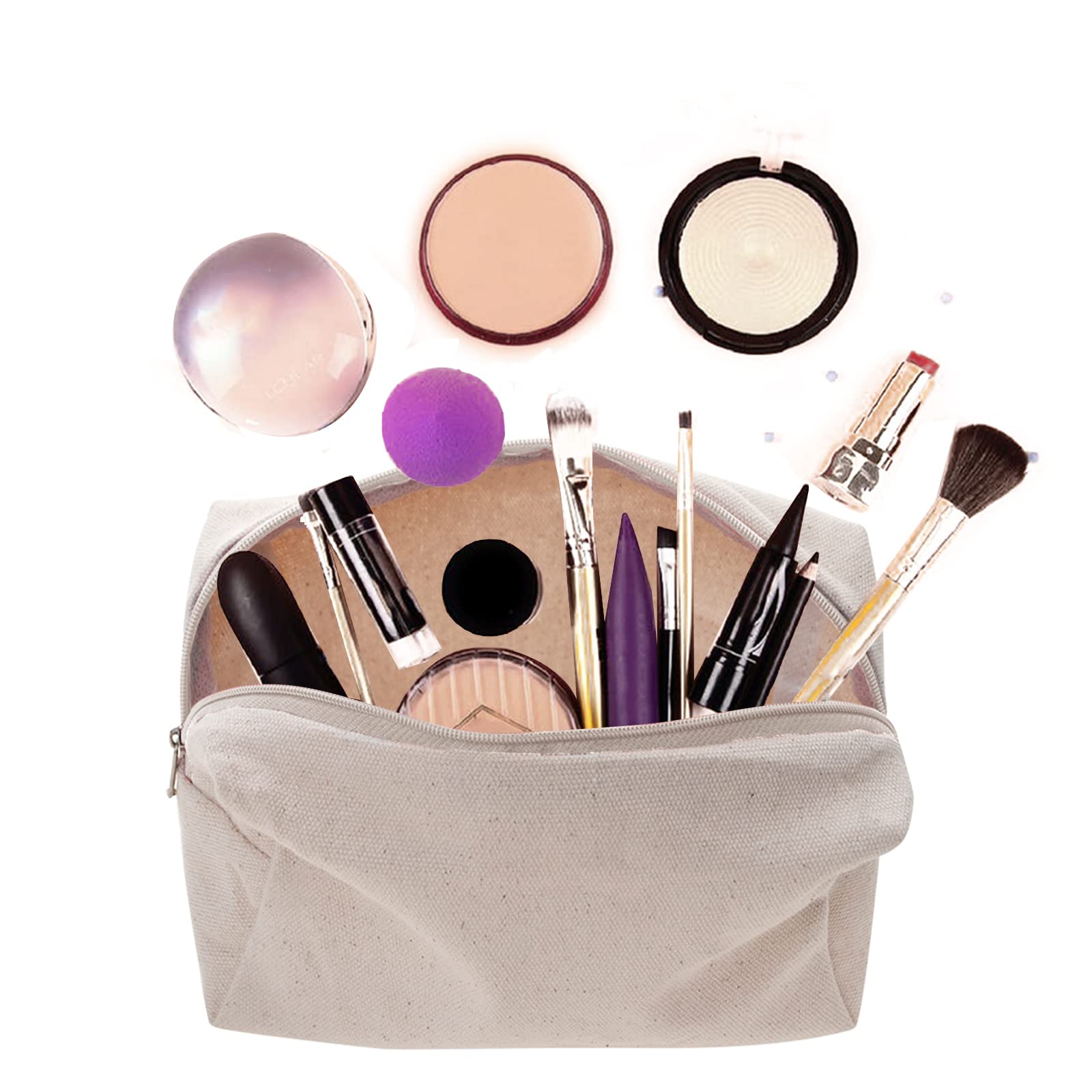 Aspire 6 Pezzi Borse Cosmetica in Tela, 100% Cotone Borsa da Viaggio Trousse Viaggio, Beauty case viaggio 7 x 4 x 3 Pollici