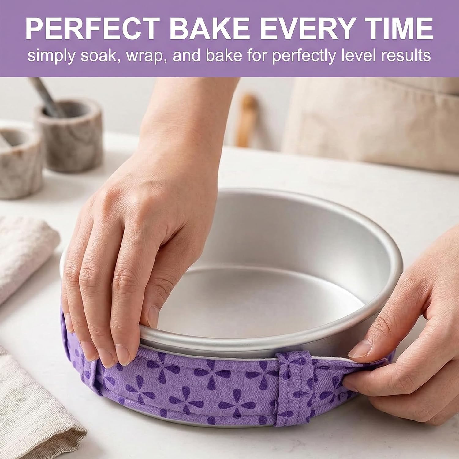 Cake Strips For Even Baking 4 Pcs 6 & 12 Inch Absorbent For Cake Pans